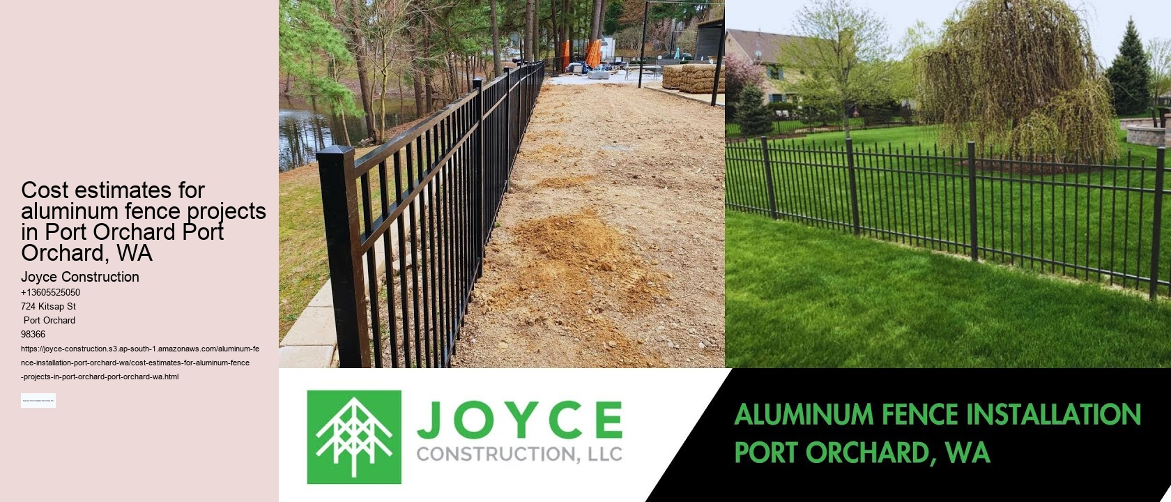 Cost estimates for aluminum fence projects in Port Orchard Port Orchard, WA