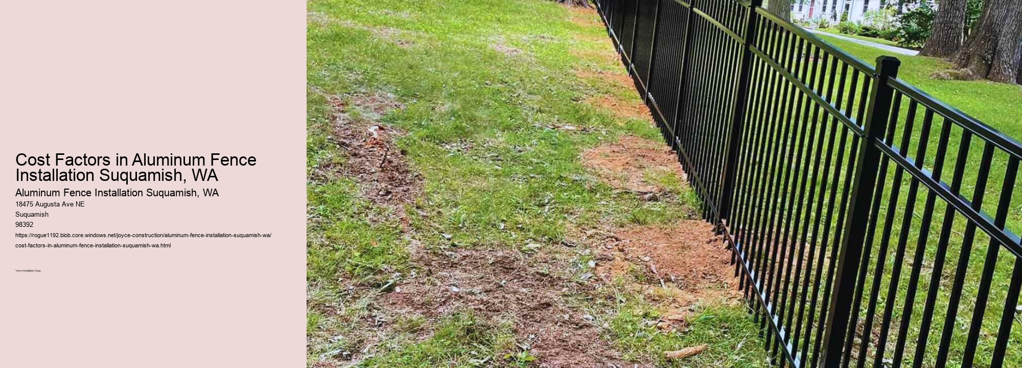 Cost Factors in Aluminum Fence Installation Suquamish, WA