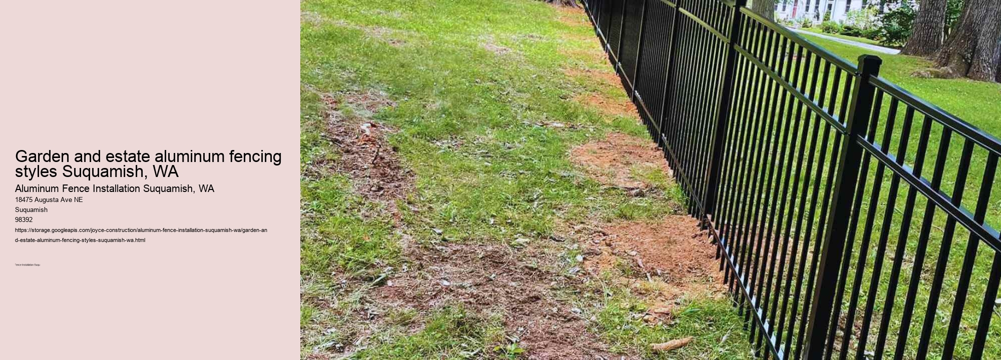Garden and estate aluminum fencing styles Suquamish, WA